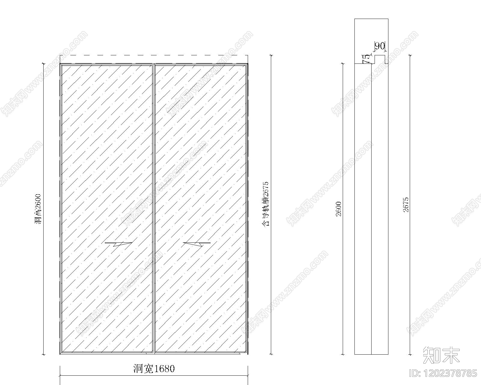 现代门施工图下载【ID:1202378785】