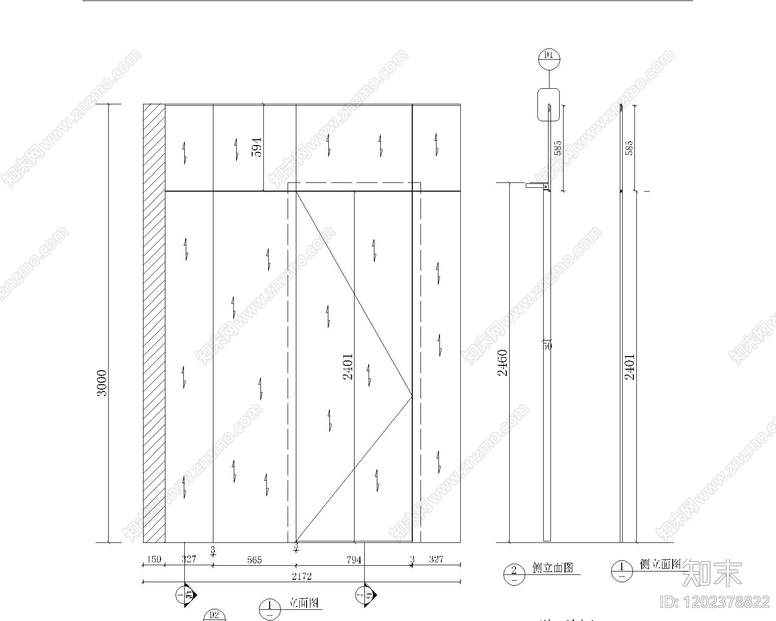 现代极简门cad施工图下载【ID:1202378822】