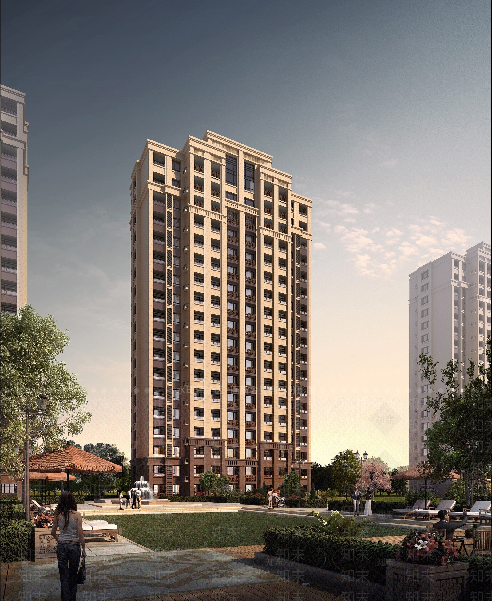 欧式高层住宅SU模型下载【ID:1202379781】