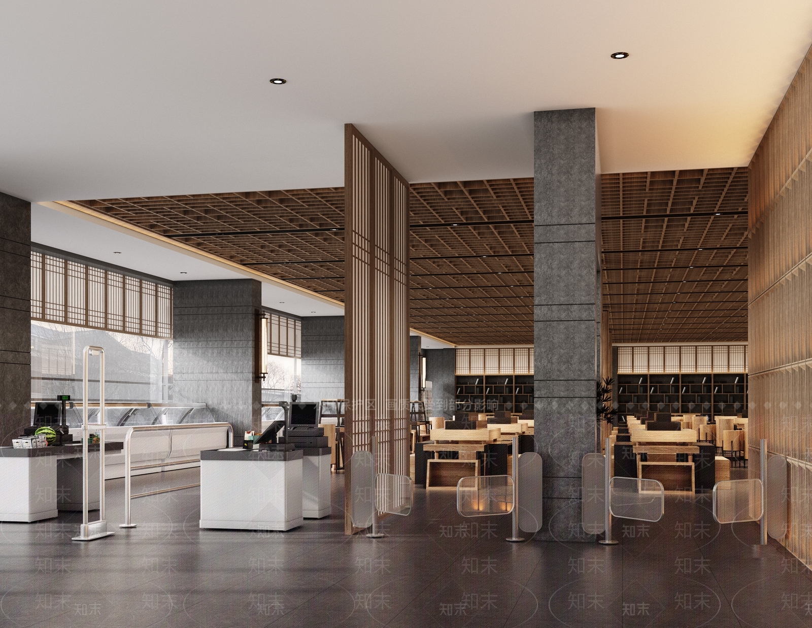 现代中式书店3D模型下载【ID:1202380981】