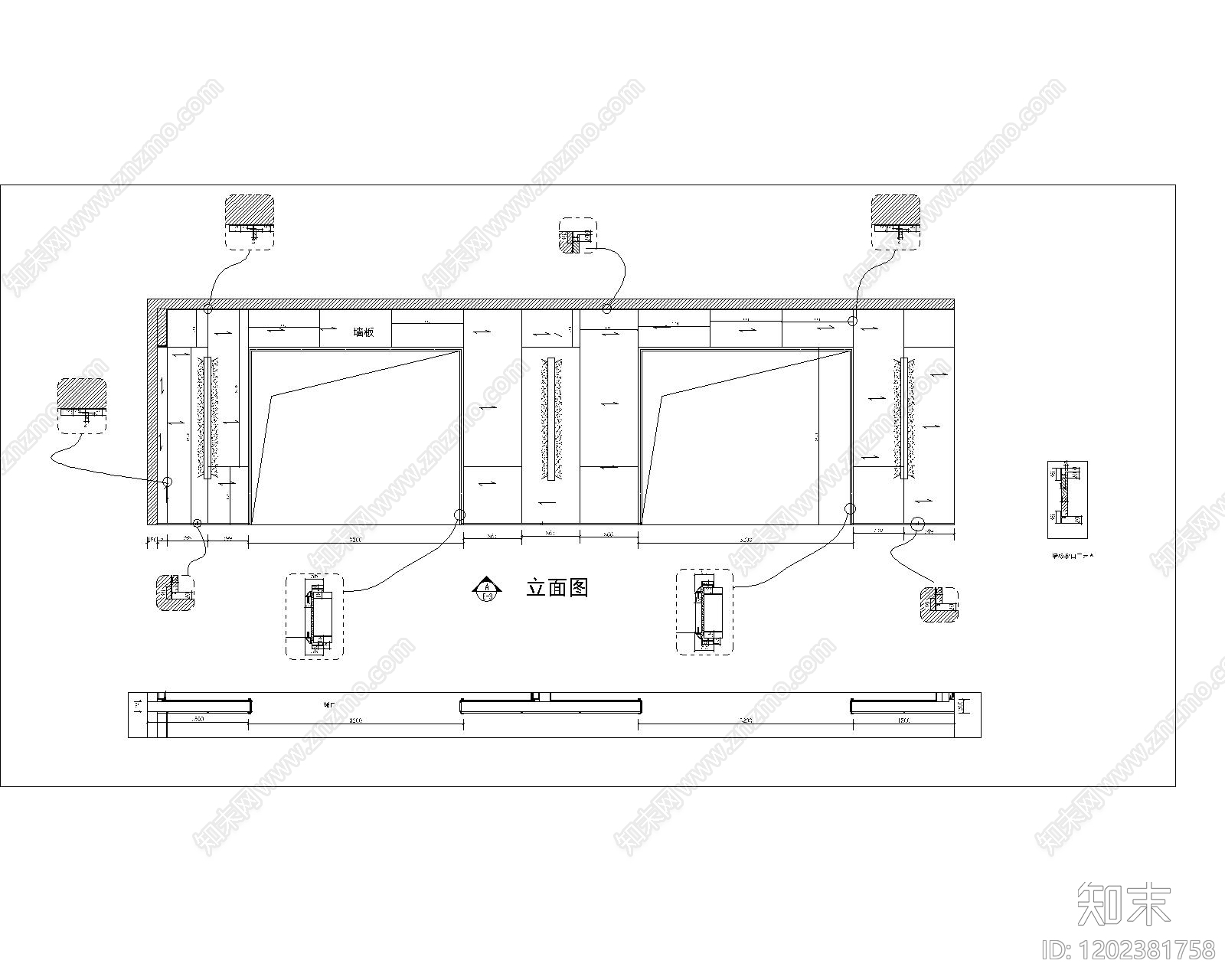 现代极简背景墙cad施工图下载【ID:1202381758】