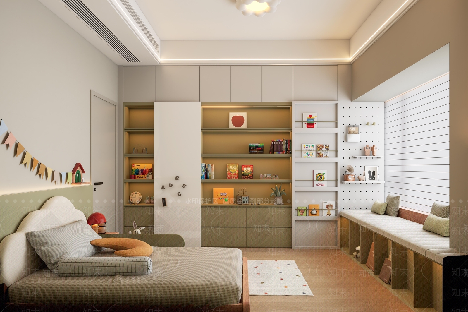 现代简约通用儿童房SU模型下载【ID:1202383786】