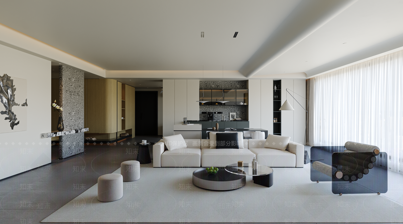 现代轻奢家居客厅3D模型下载【ID:1202384250】