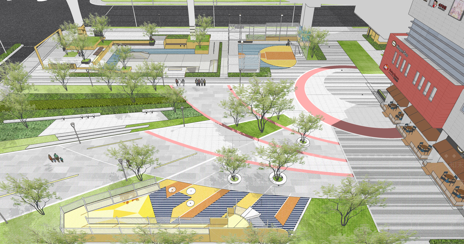 现代口袋公园SU模型下载【ID:1202385427】