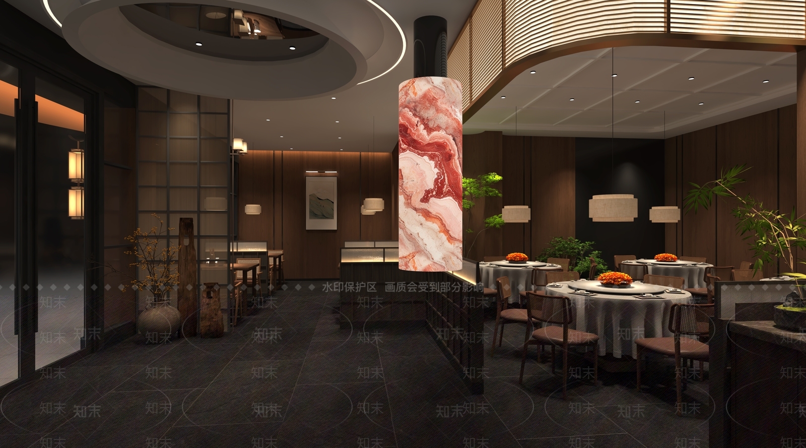 新中式原木中餐厅3D模型下载【ID:1202389457】