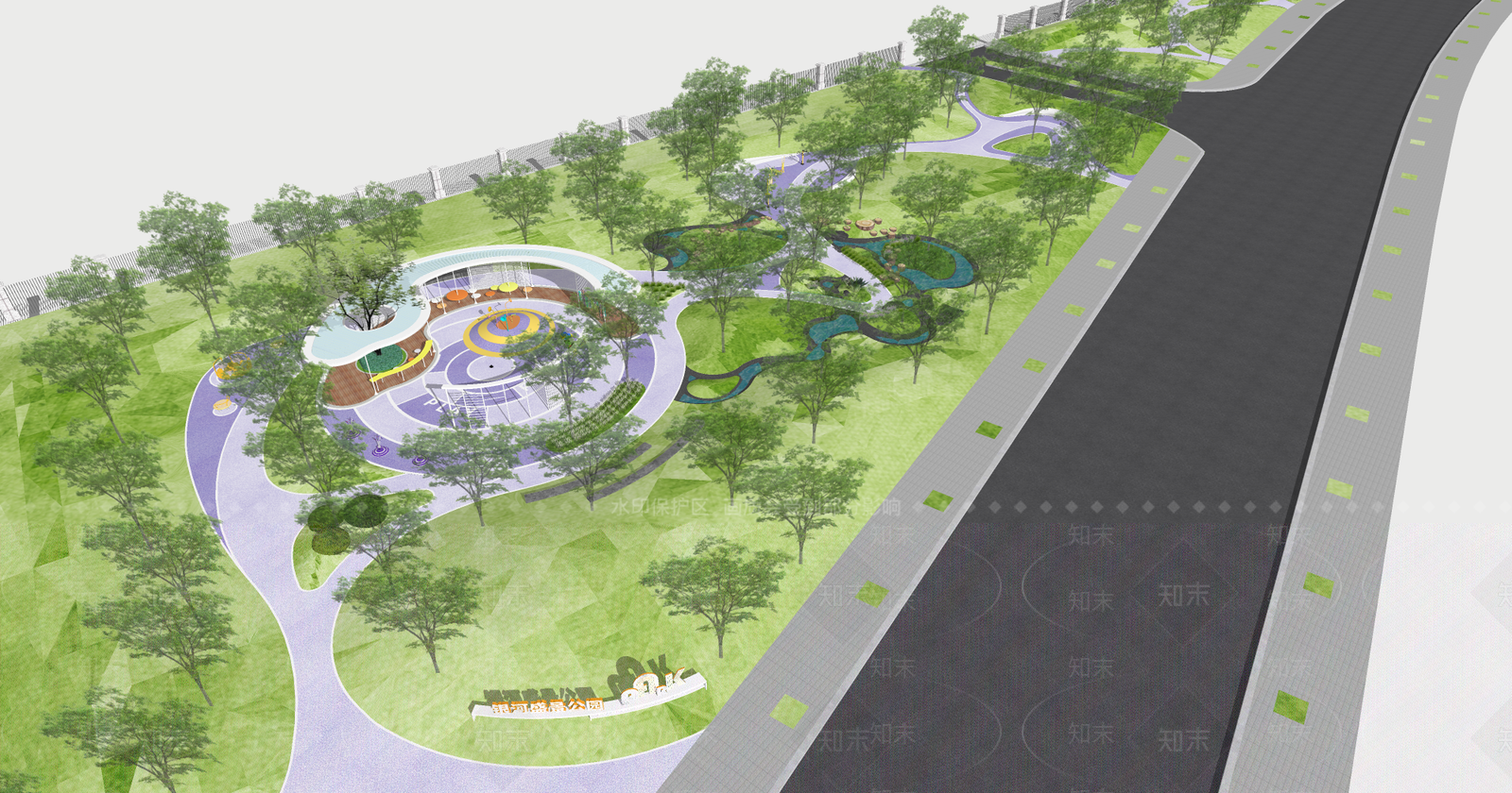 现代景观公园SU模型下载【ID:1202396471】