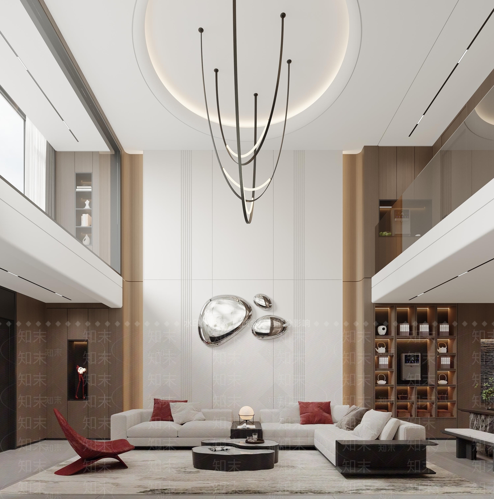 现代意式别墅客厅3D模型下载【ID:1202397635】