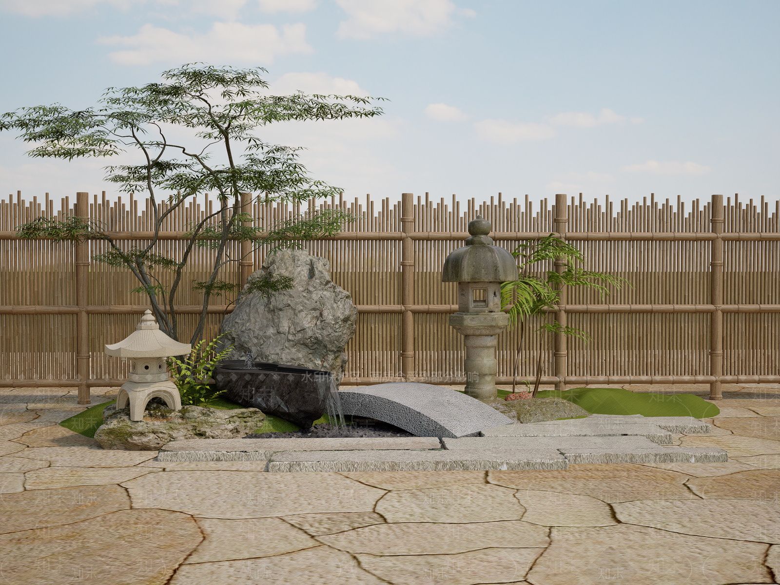 日式侘寂其他景观小品SU模型下载【ID:1202397924】