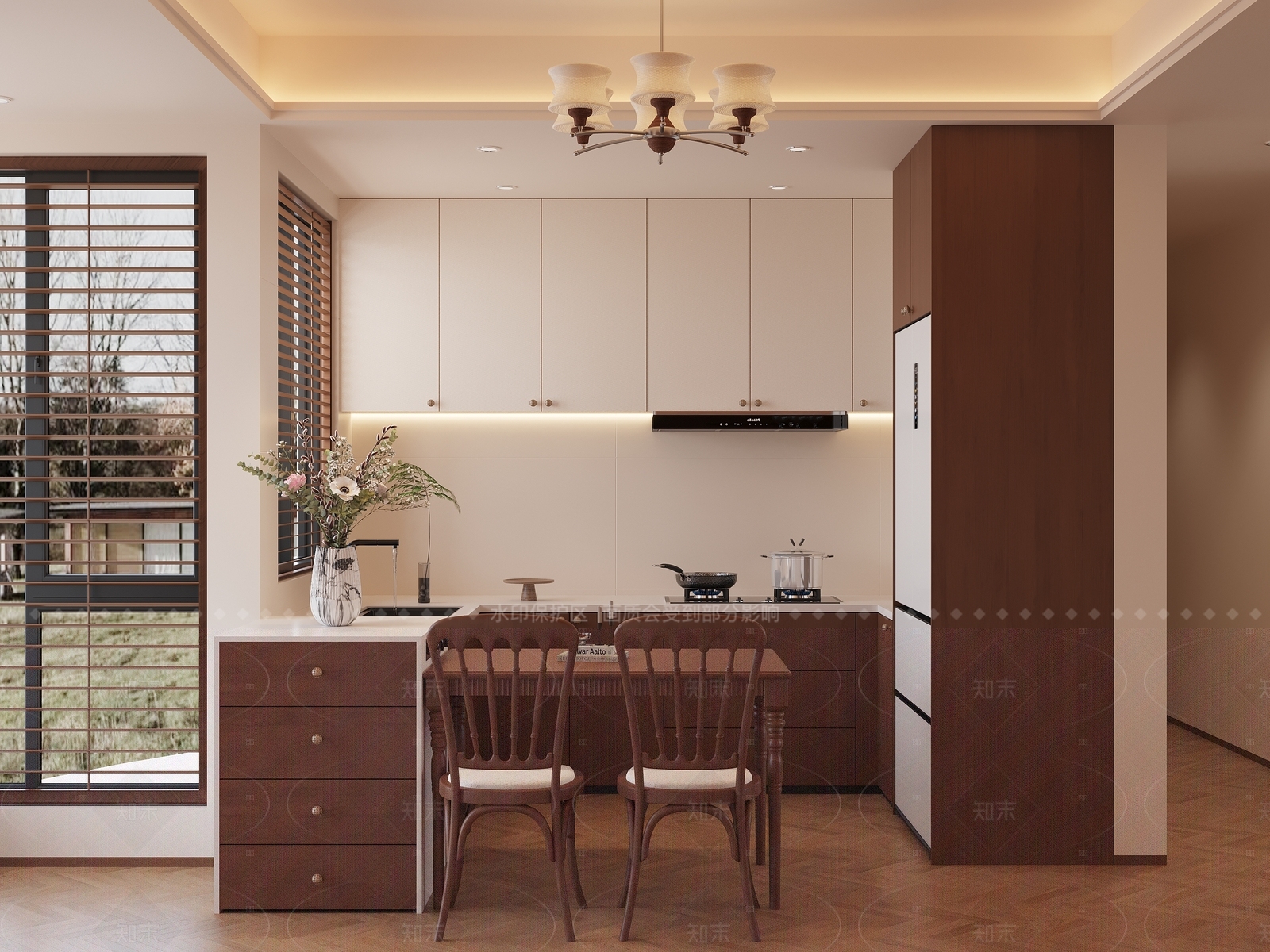 中古复古开放式厨房3D模型下载【ID:1205639673】