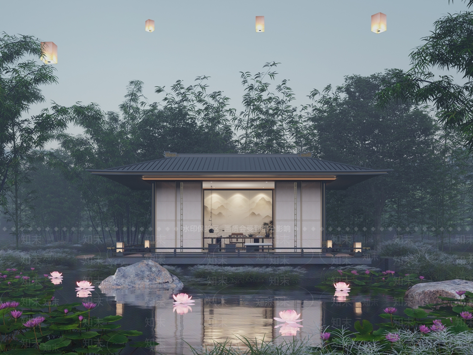 现代新中式景观亭3D模型下载【ID:1202402152】