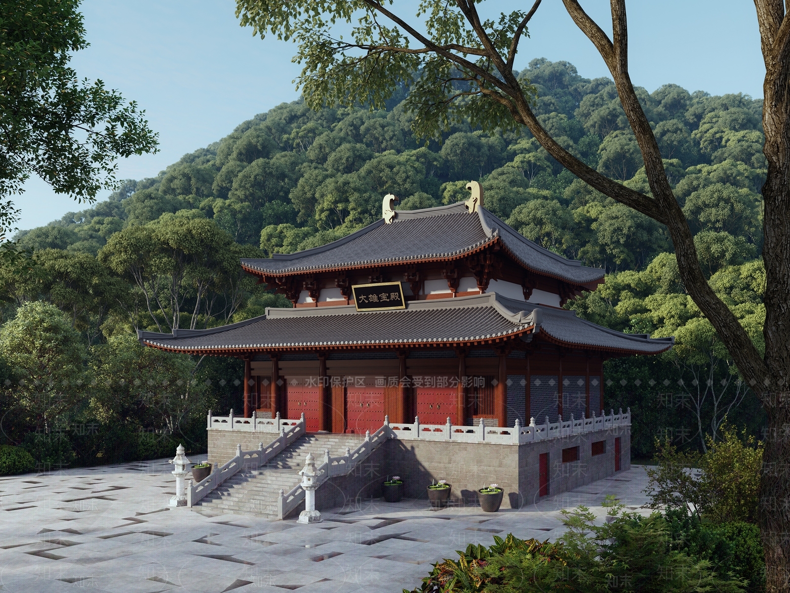 新中式中式古建3D模型下载【ID:1202402093】