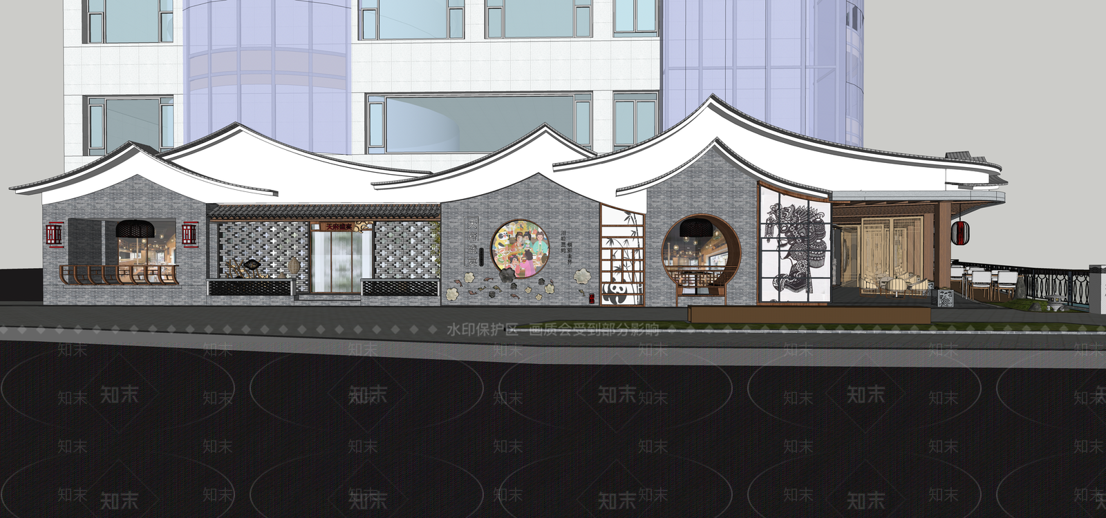 新中式中餐厅SU模型下载【ID:1202409171】