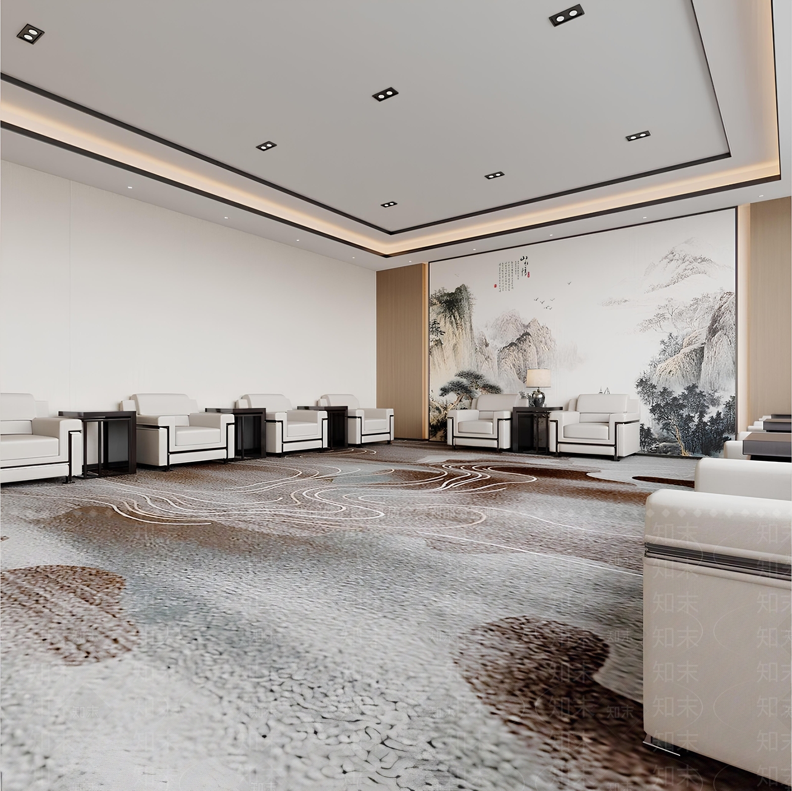 现代新中式会议室3D模型下载【ID:1202404053】