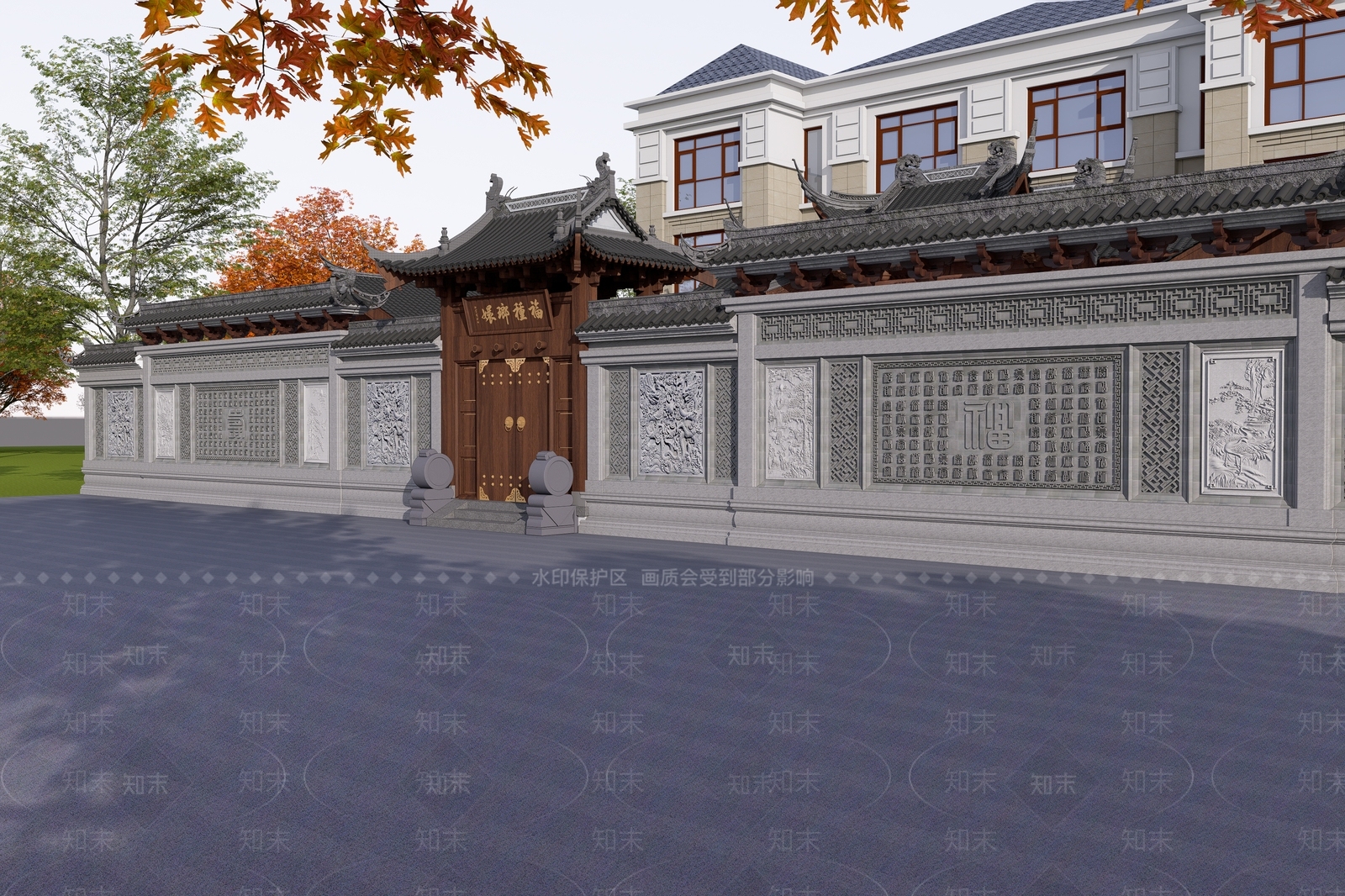 新中式中式古建筑SU模型下载【ID:1202694655】