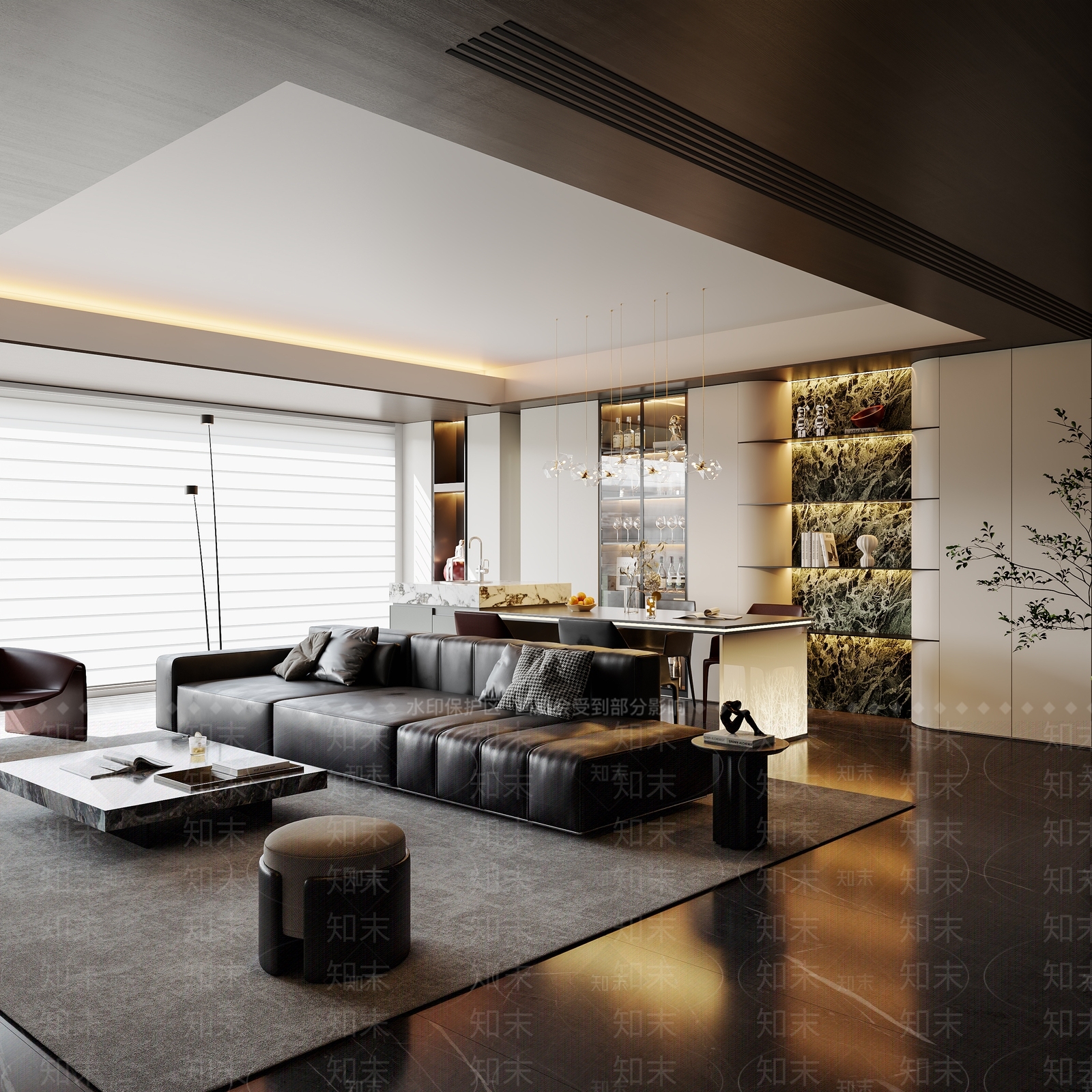 轻奢意式家居客厅3D模型下载【ID:1202405000】