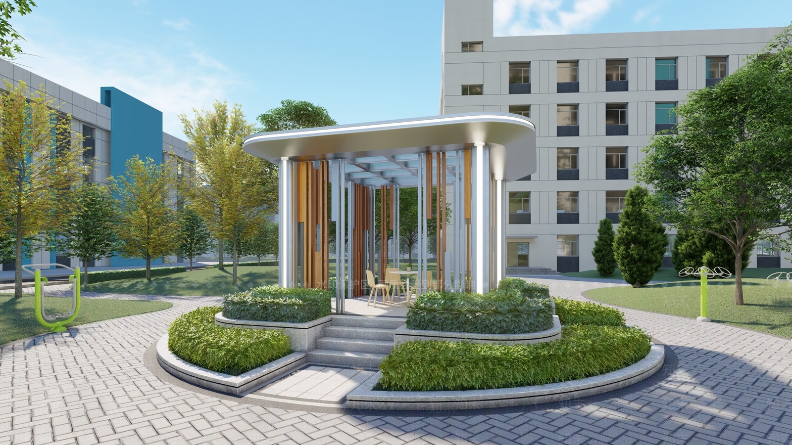 现代简约亭子SU模型下载【ID:1202405413】