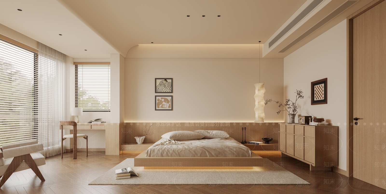 日式原木家居卧室3D模型下载【ID:1202407728】