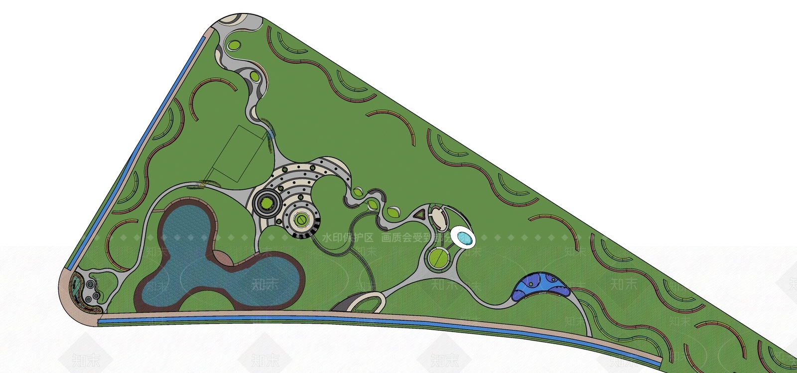 现代景观公园SU模型下载【ID:1202408447】