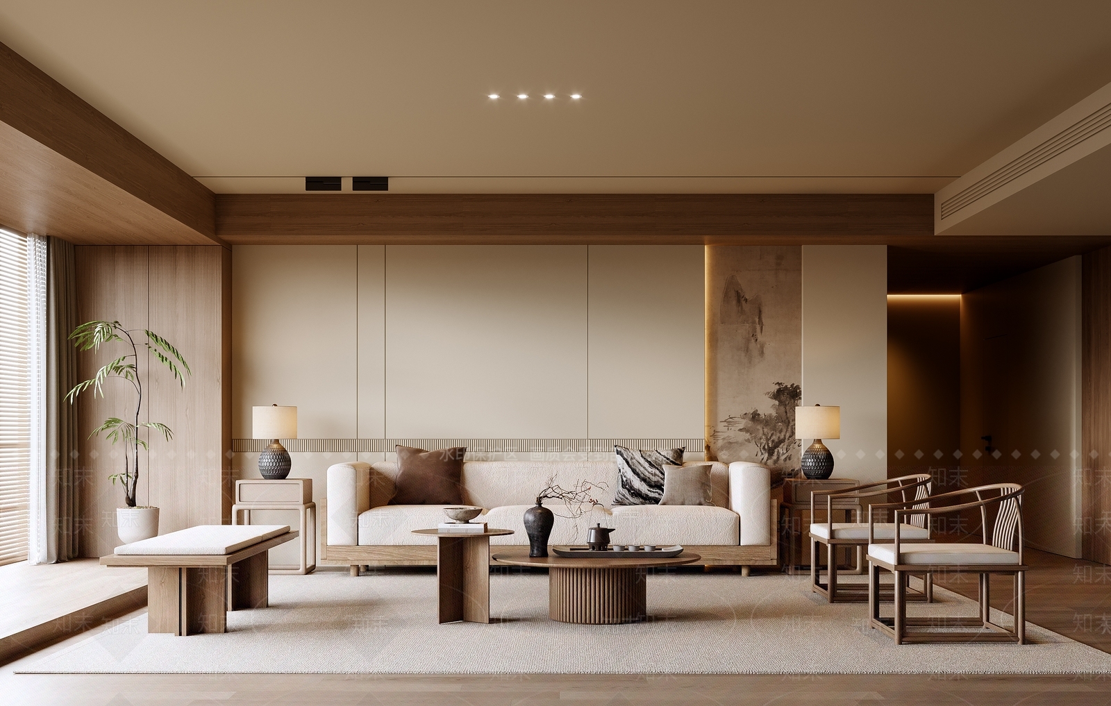 新中式中式宋式客厅3D模型下载【ID:1202409818】