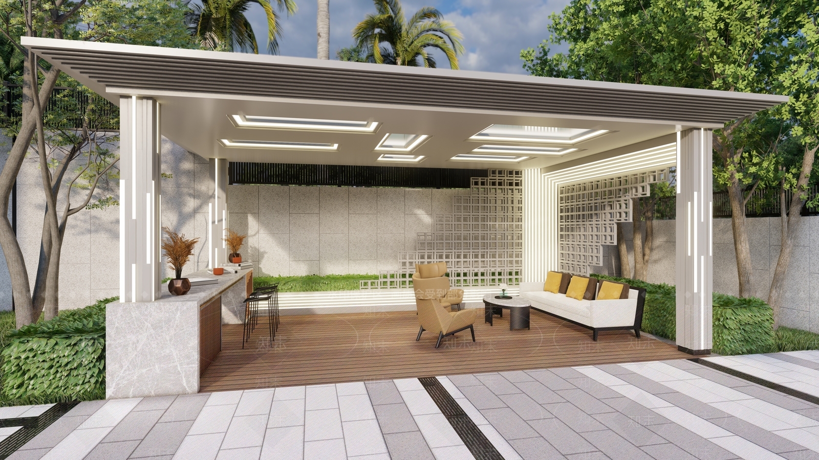 现代简约亭子SU模型下载【ID:1202410682】