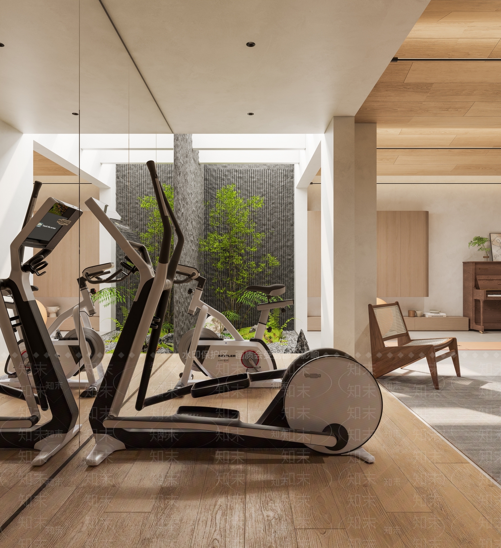 现代原木健身房3D模型下载【ID:1202410970】