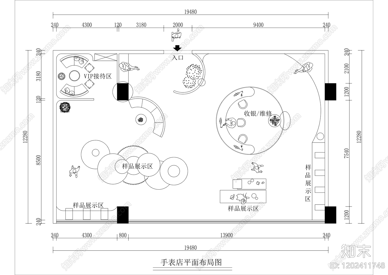现代中古其他商业空间施工图下载【ID:1202411748】