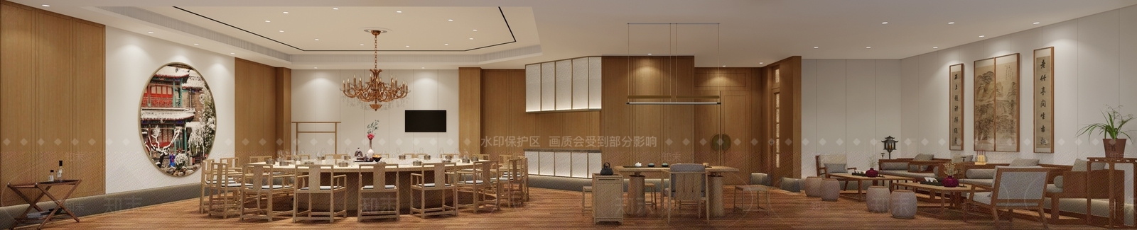 新中式复古包厢SU模型下载【ID:1202550352】