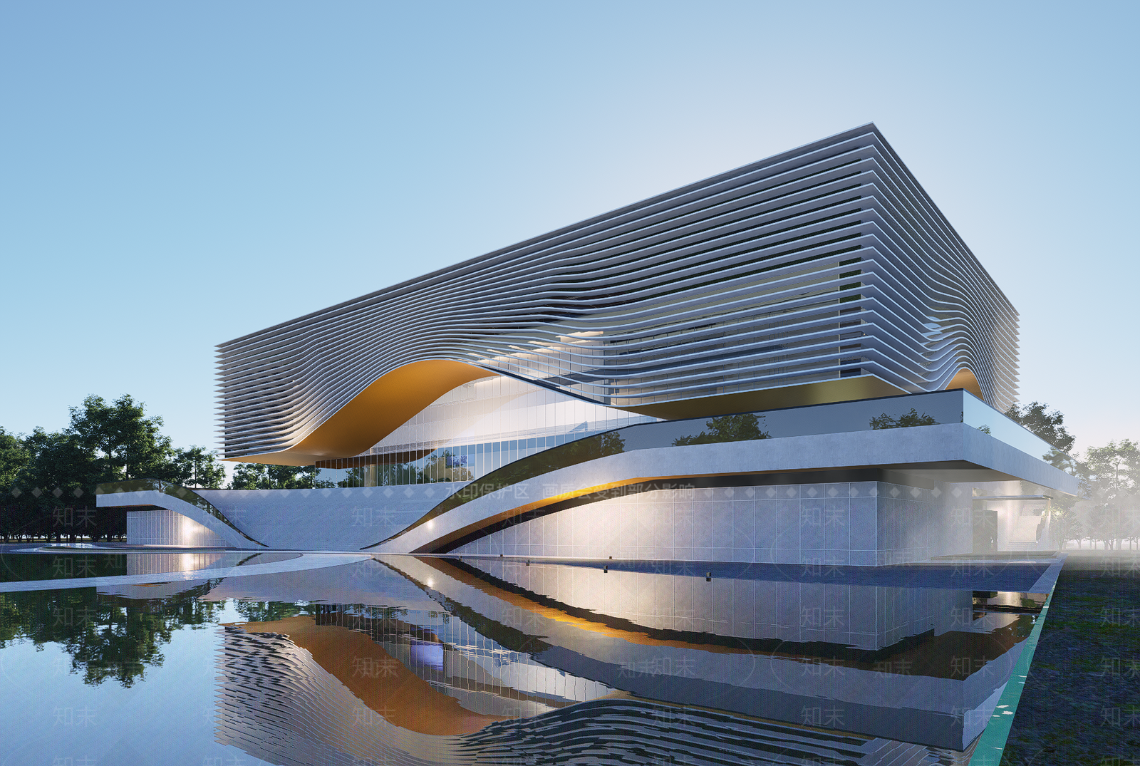 现代图书馆建筑SU模型下载【ID:1202414666】