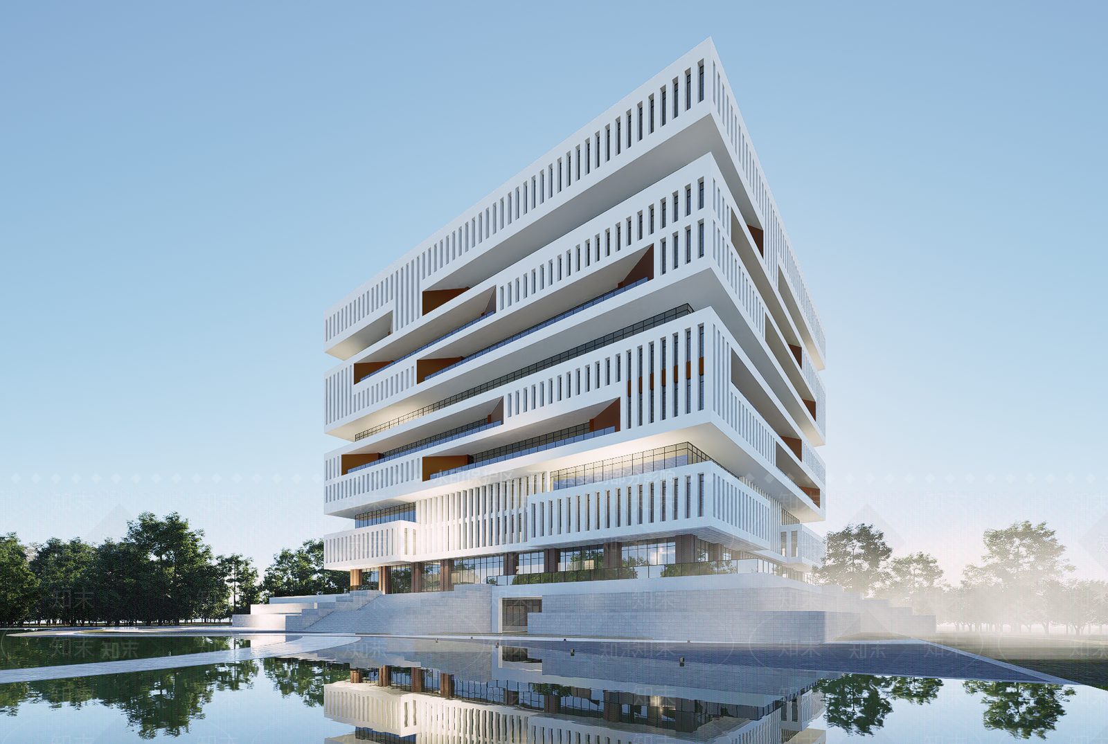 现代图书馆建筑SU模型下载【ID:1202414609】