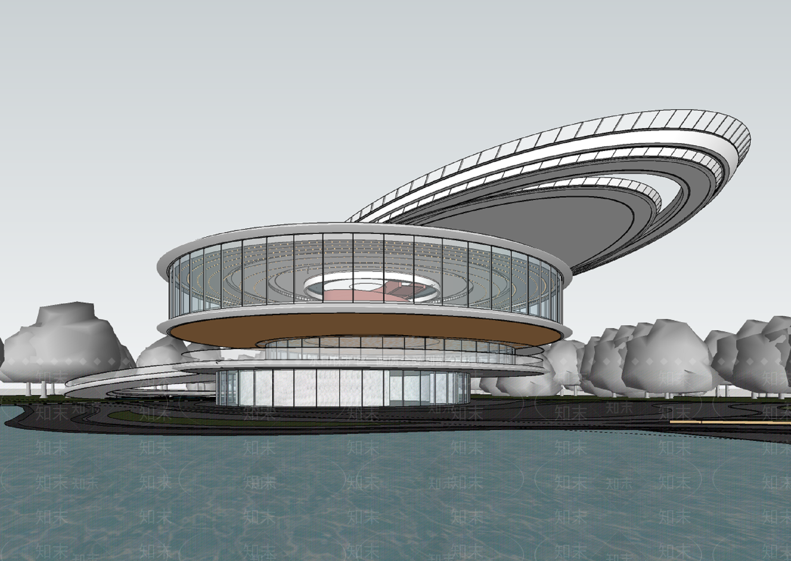 现代展览馆建筑SU模型下载【ID:1202417199】