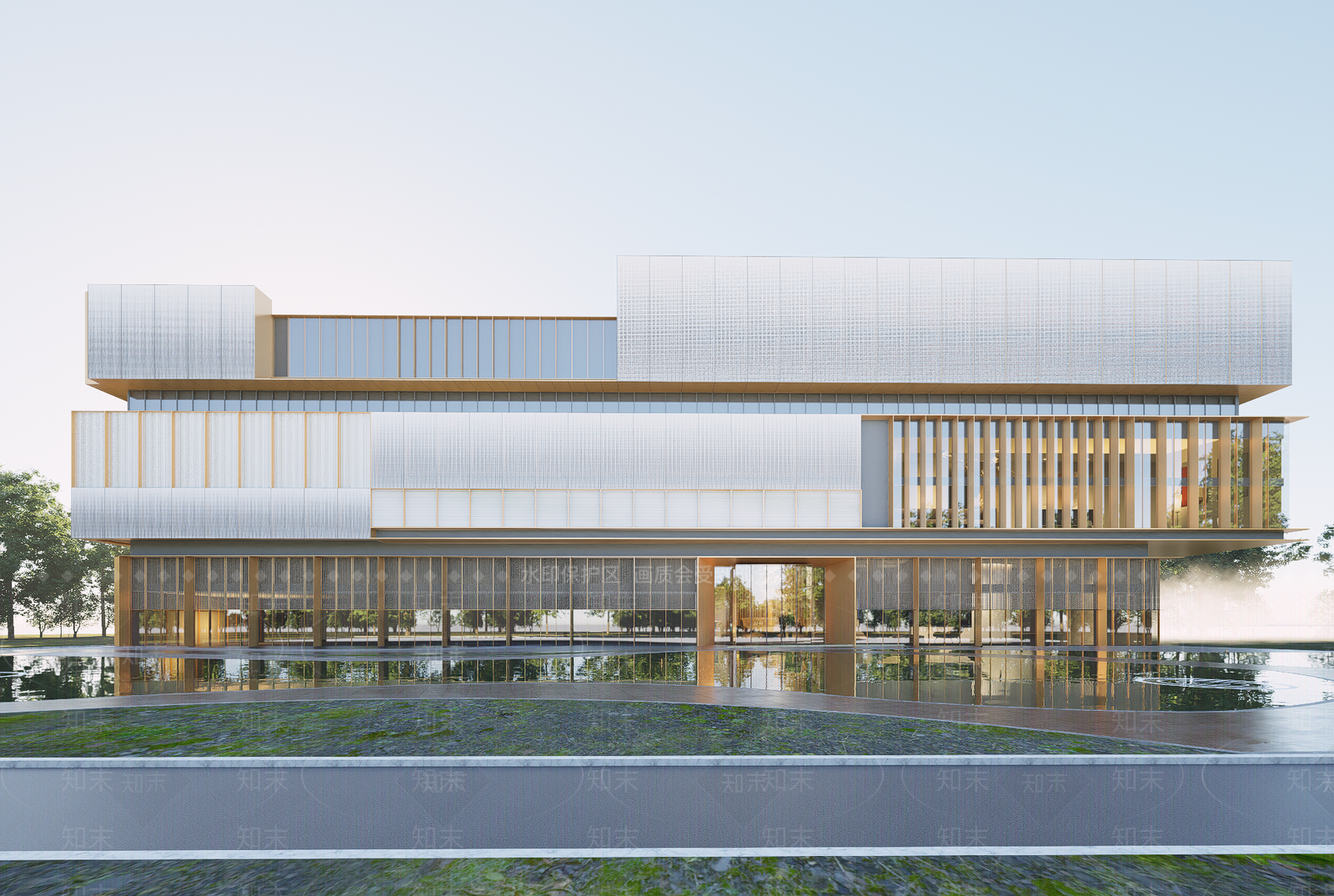 现代图书馆建筑SU模型下载【ID:1202417489】