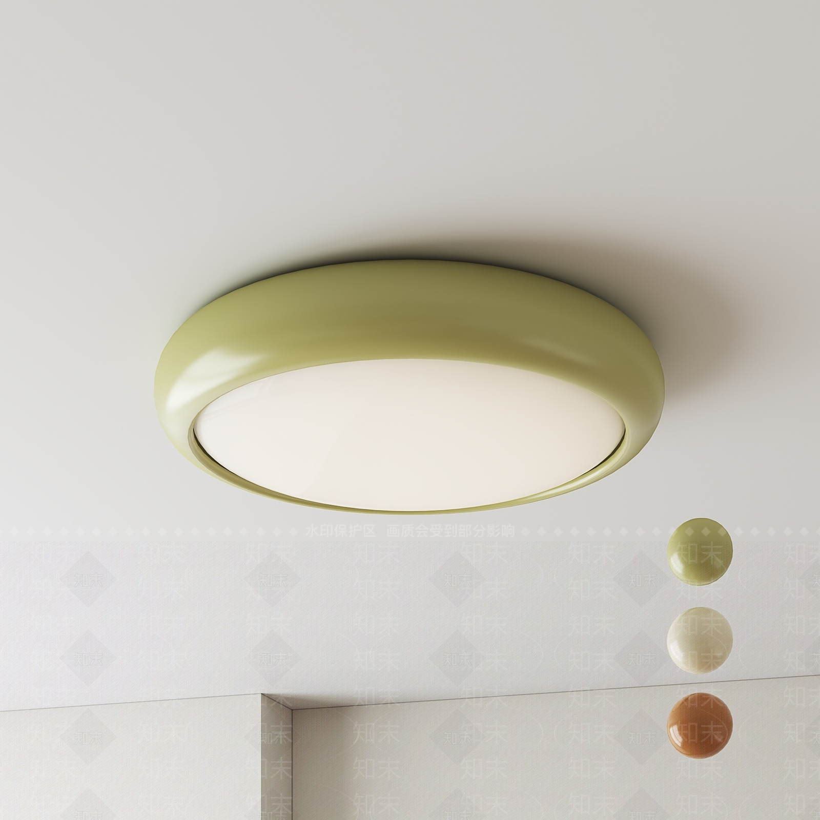 现代奶油吸顶灯SU模型下载【ID:1202420540】