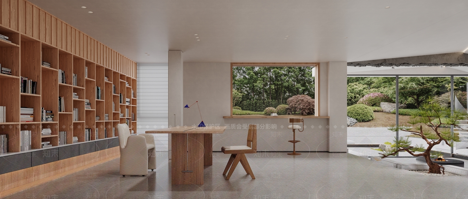 新中式现代开放式书房3D模型下载【ID:1202421199】
