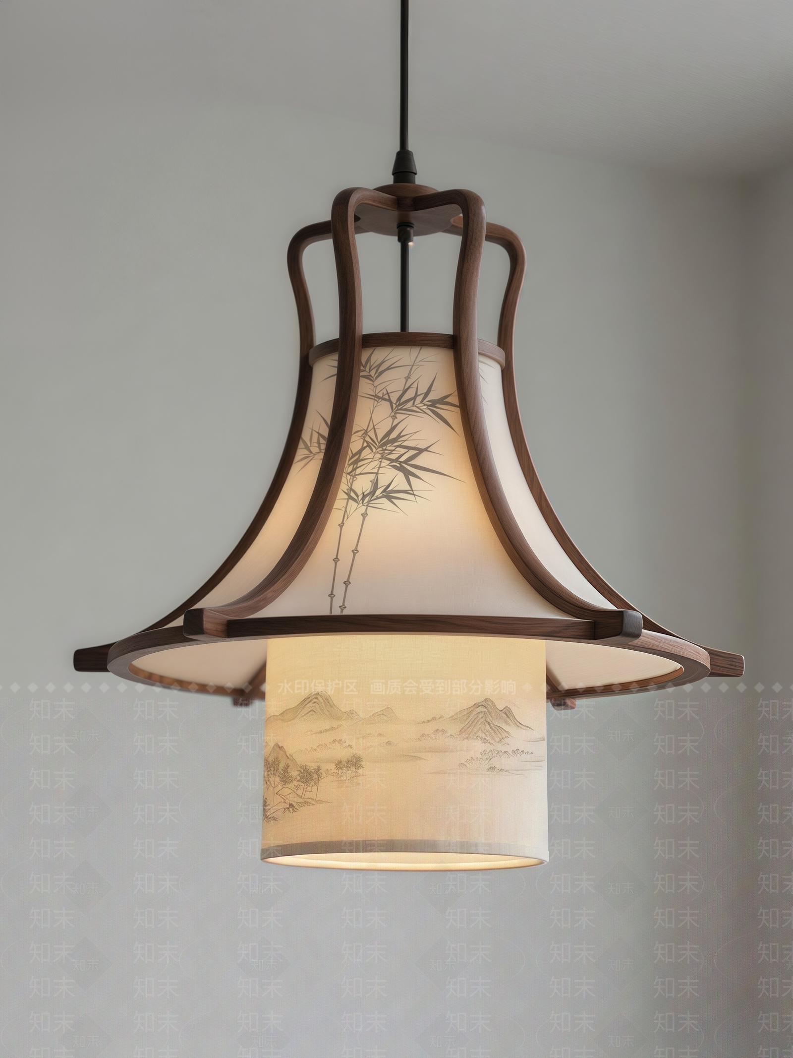 新中式中式餐厅吊灯SU模型下载【ID:1202422724】