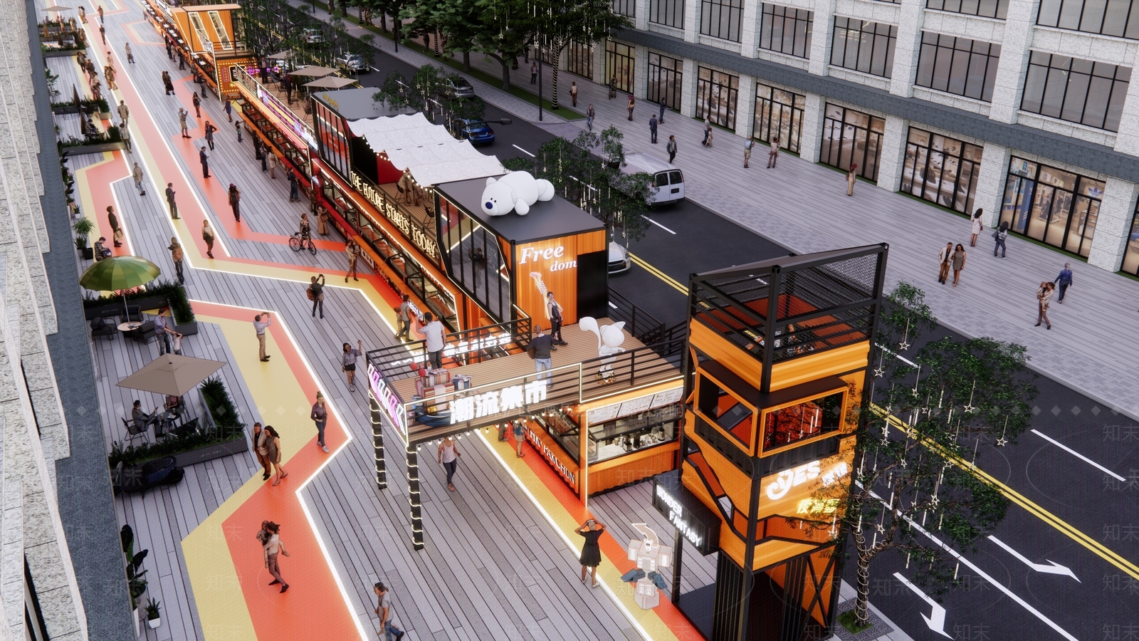 现代商业街SU模型下载【ID:1202423846】