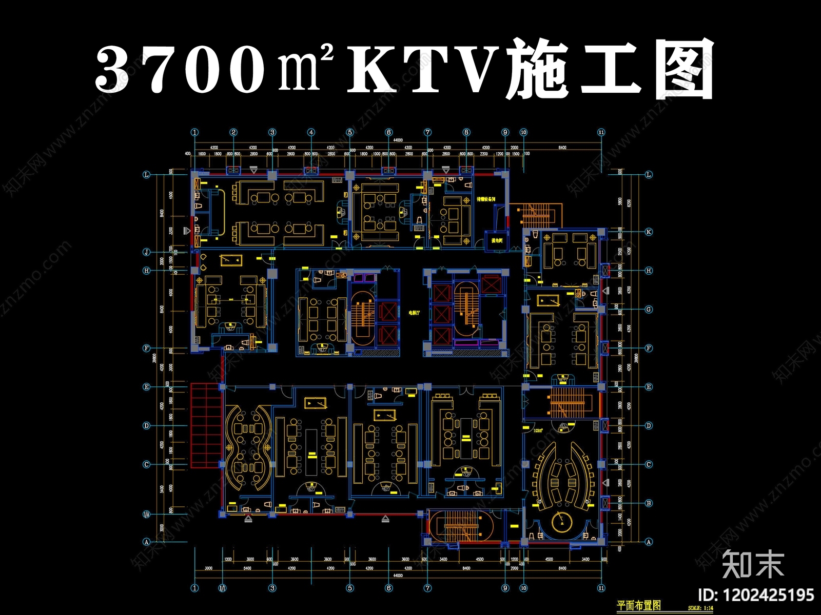 现代KTV施工图下载【ID:1202425195】