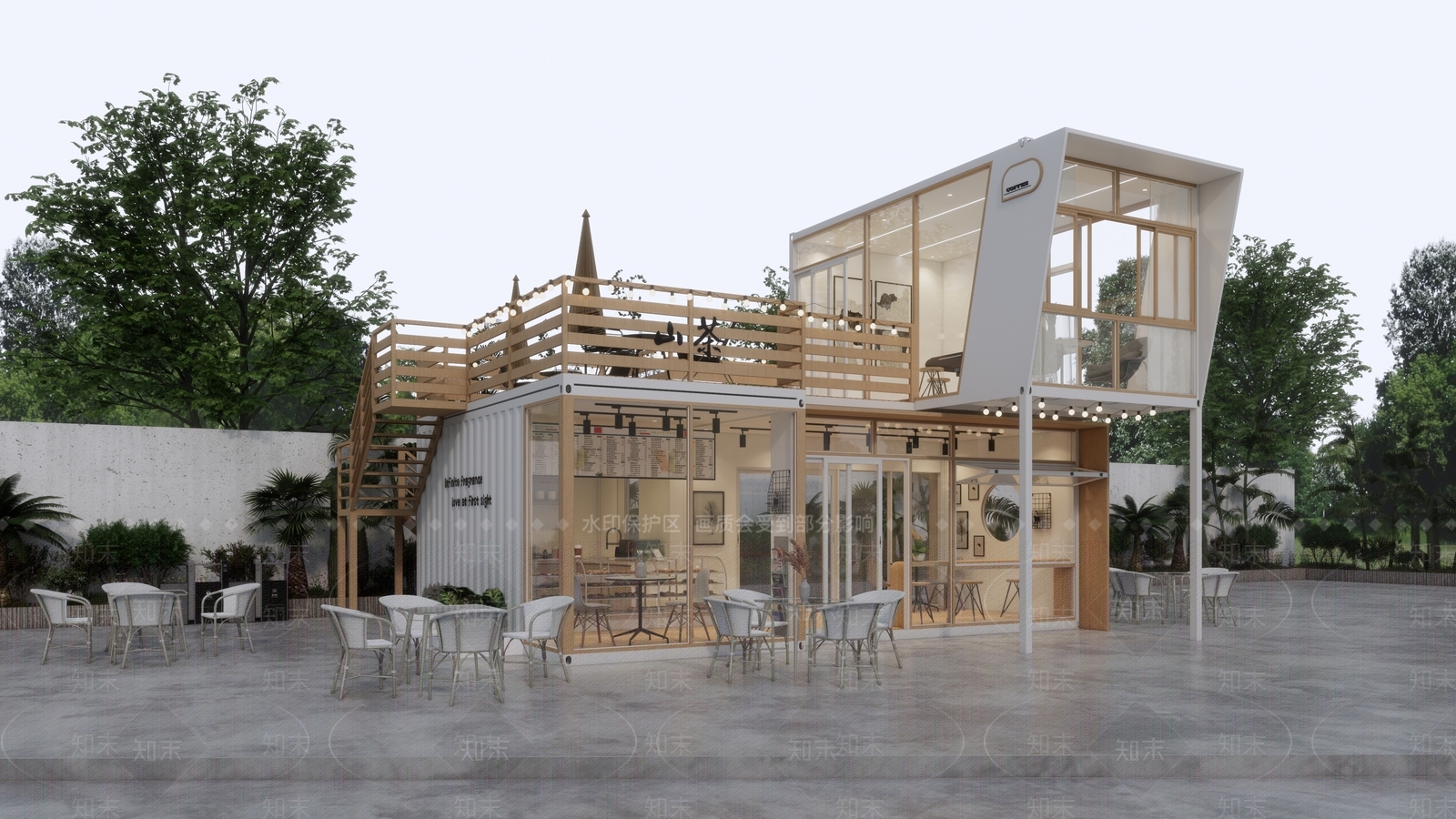 现代餐饮建筑SU模型下载【ID:1202426389】