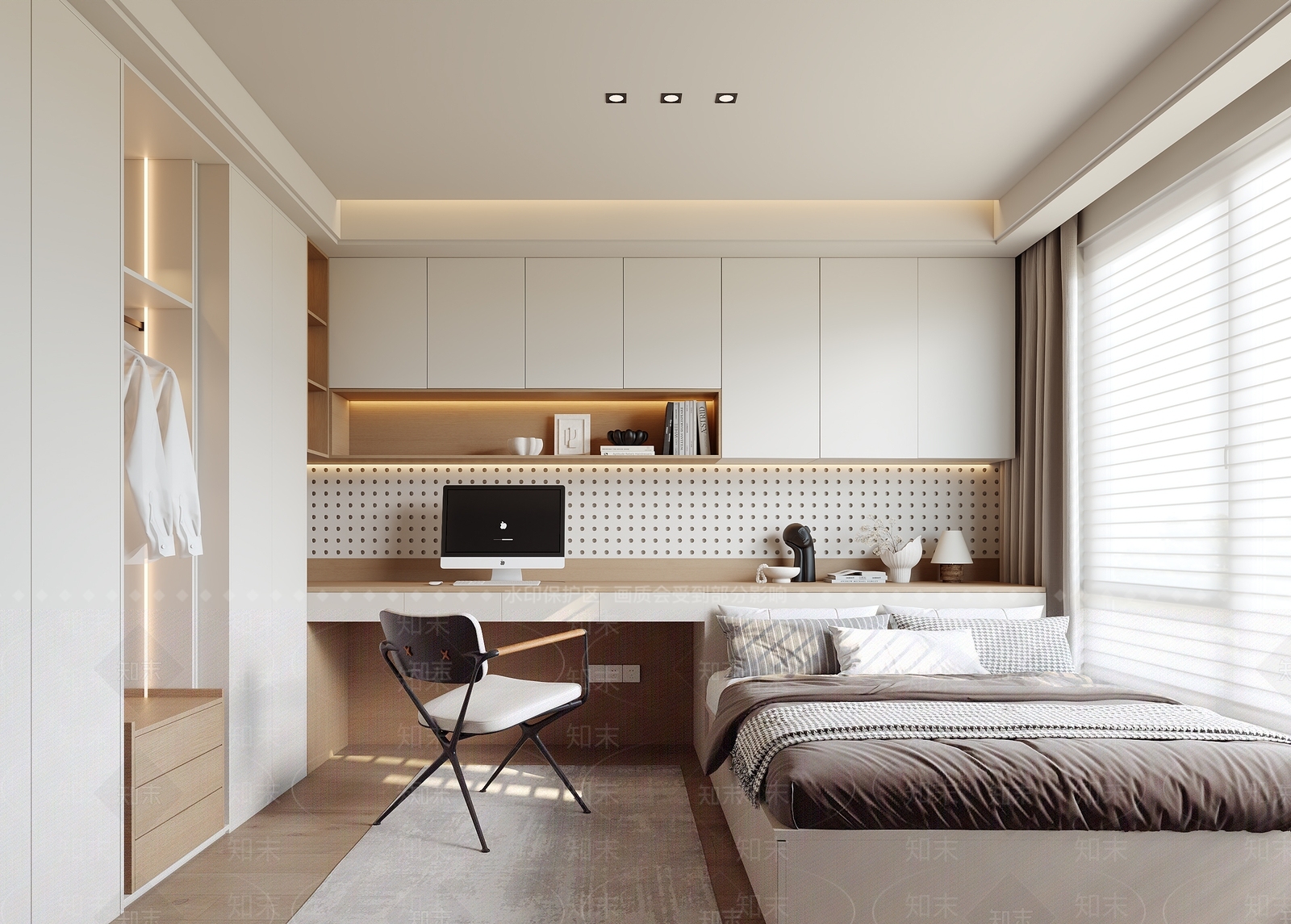 原木榻榻米卧室3D模型下载【ID:1202429098】