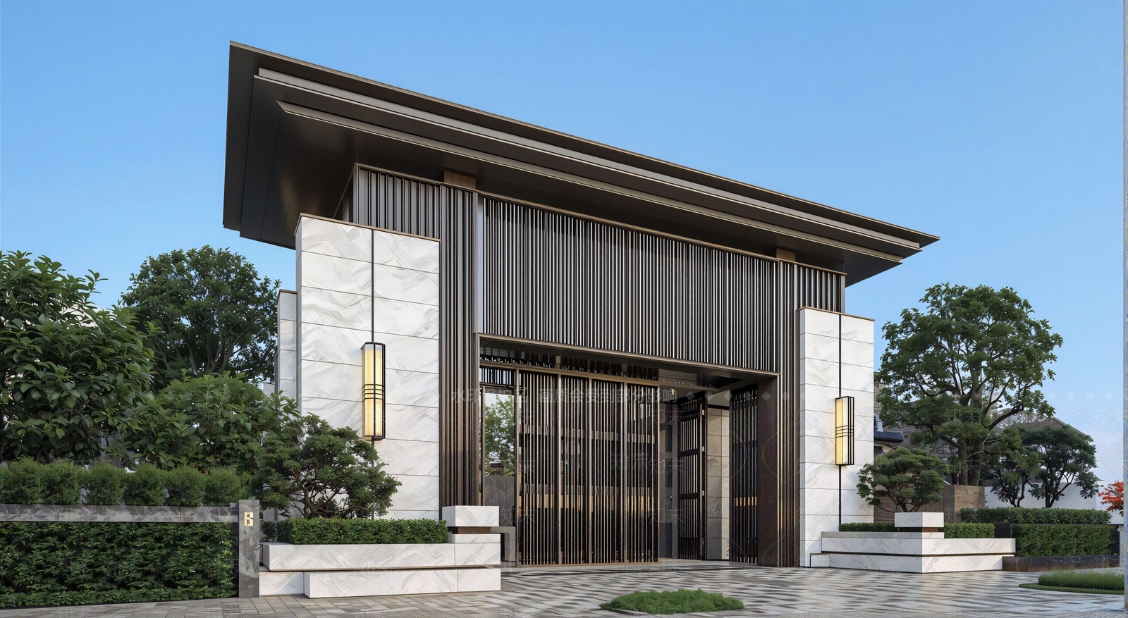 新中式小区建筑SU模型下载【ID:1202429405】