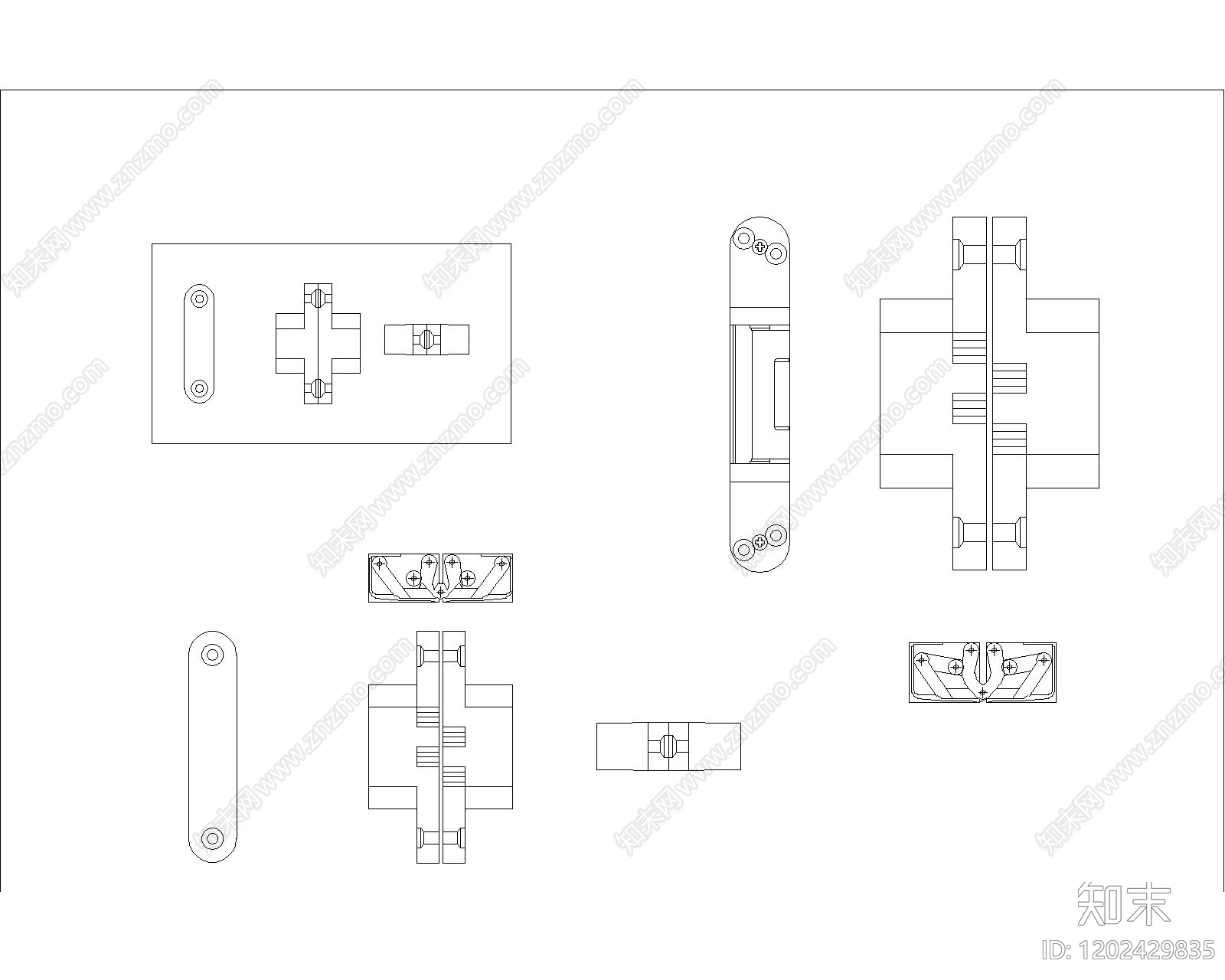 现代极简五金管件cad施工图下载【ID:1202429835】