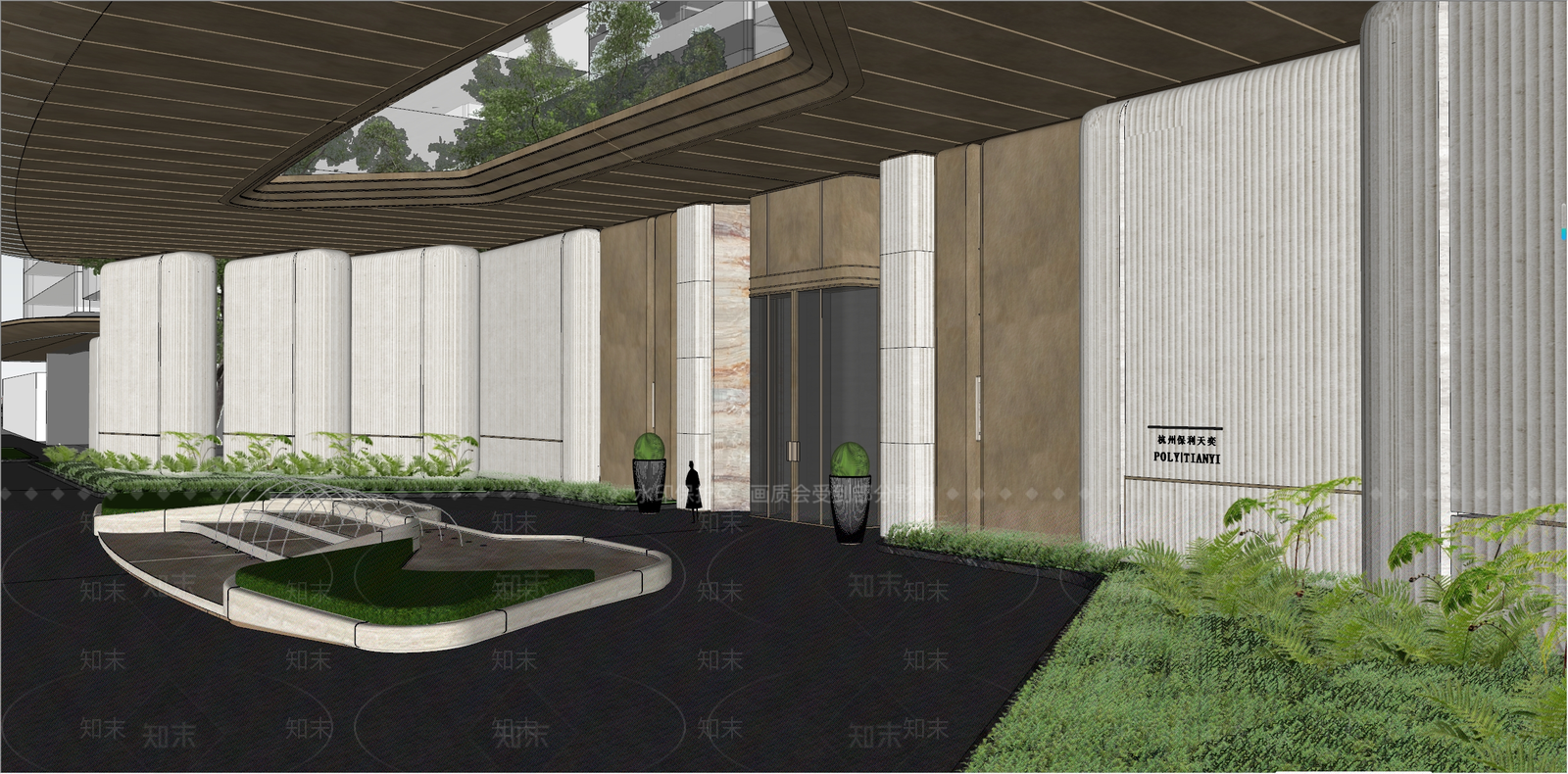 现代小区景观SU模型下载【ID:1202429837】