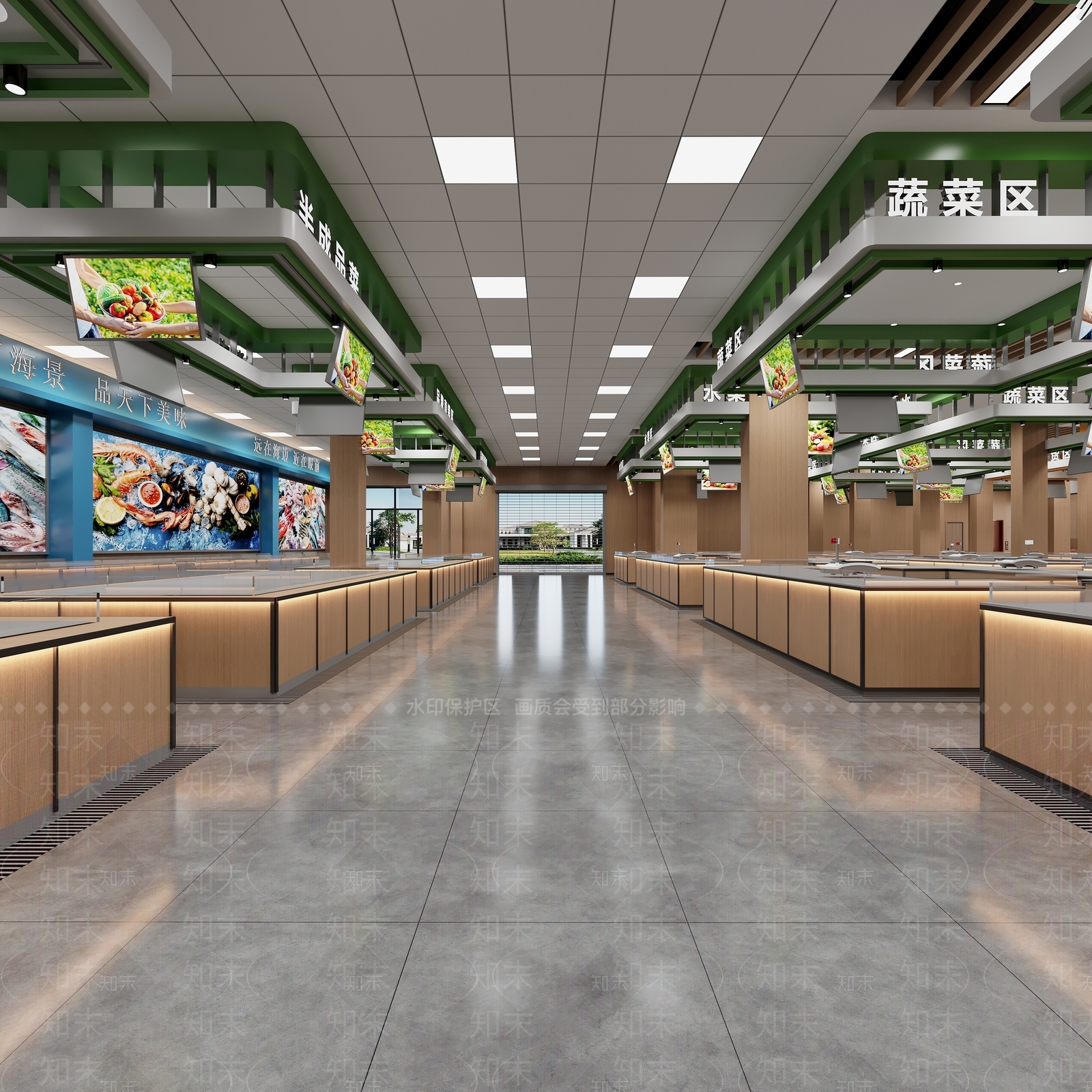 现代原木菜市场3D模型下载【ID:1202431063】