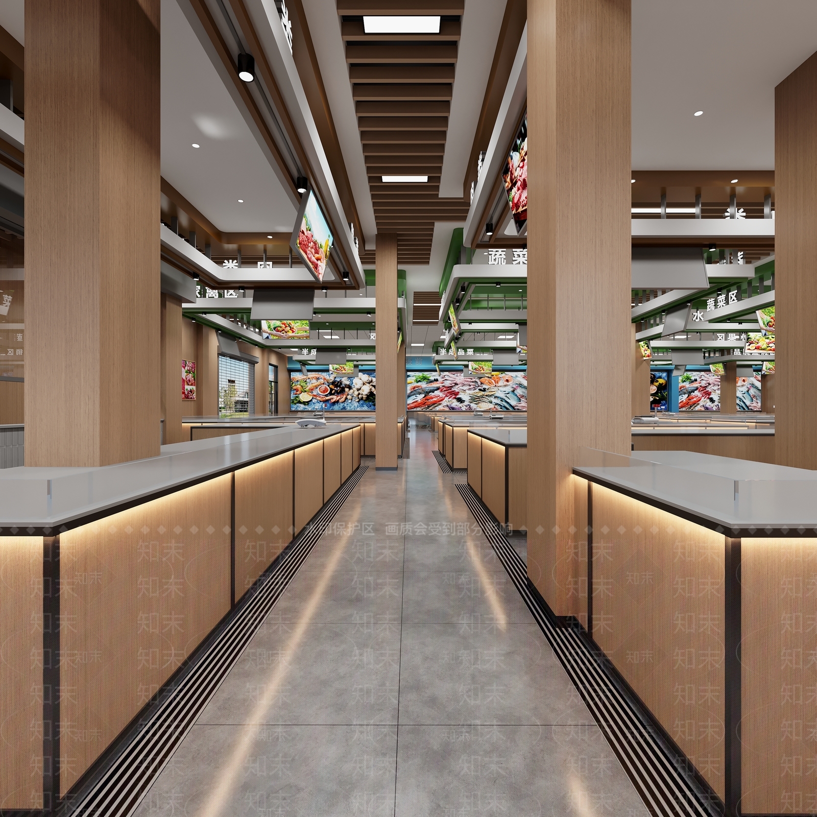 现代原木菜市场3D模型下载【ID:1202431063】
