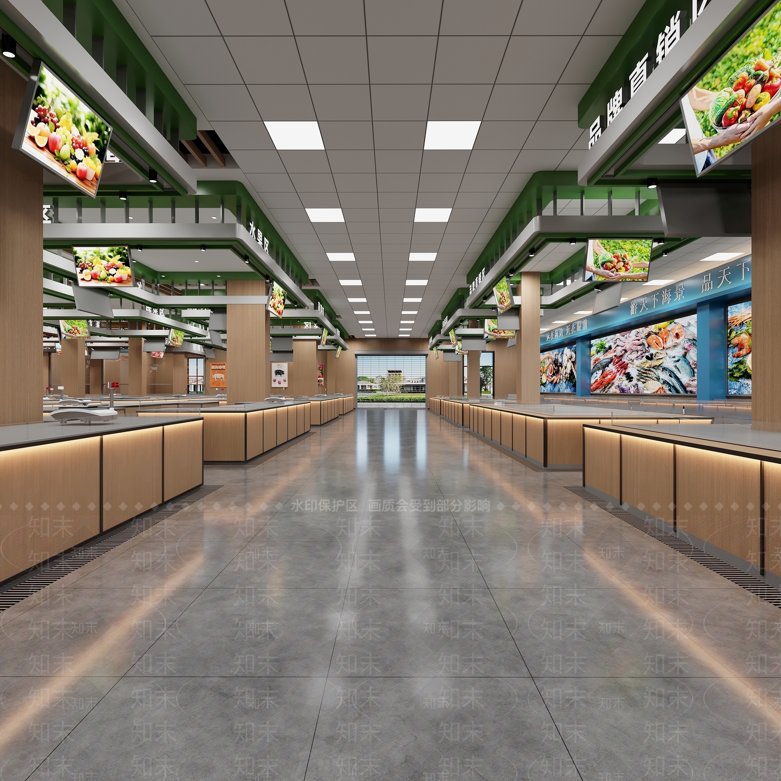 现代原木菜市场3D模型下载【ID:1202431063】