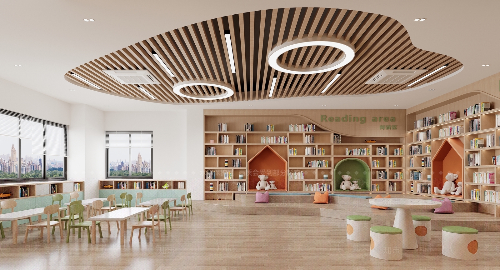 现代原木幼儿园3D模型下载【ID:1202431373】