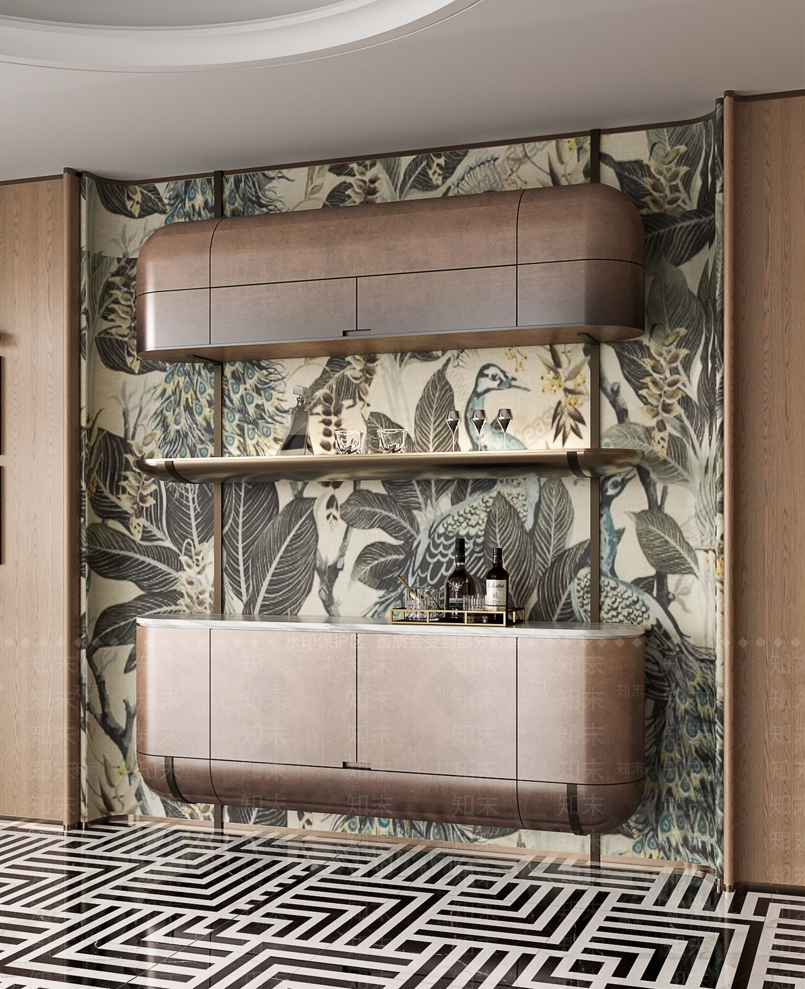 轻奢复古酒柜SU模型下载【ID:1202432336】