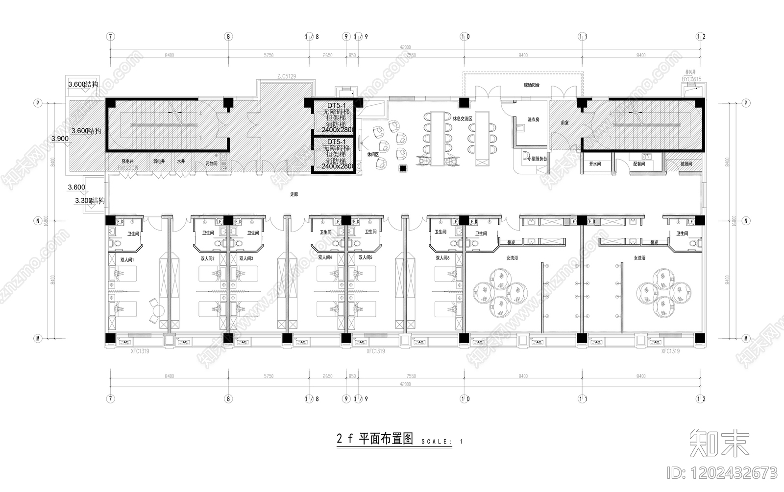 现代养老院cad施工图下载【ID:1202432673】