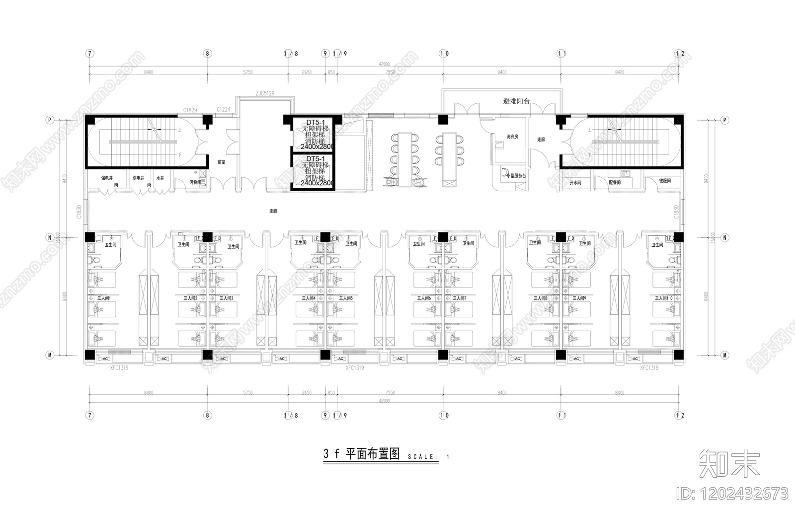 现代养老院cad施工图下载【ID:1202432673】