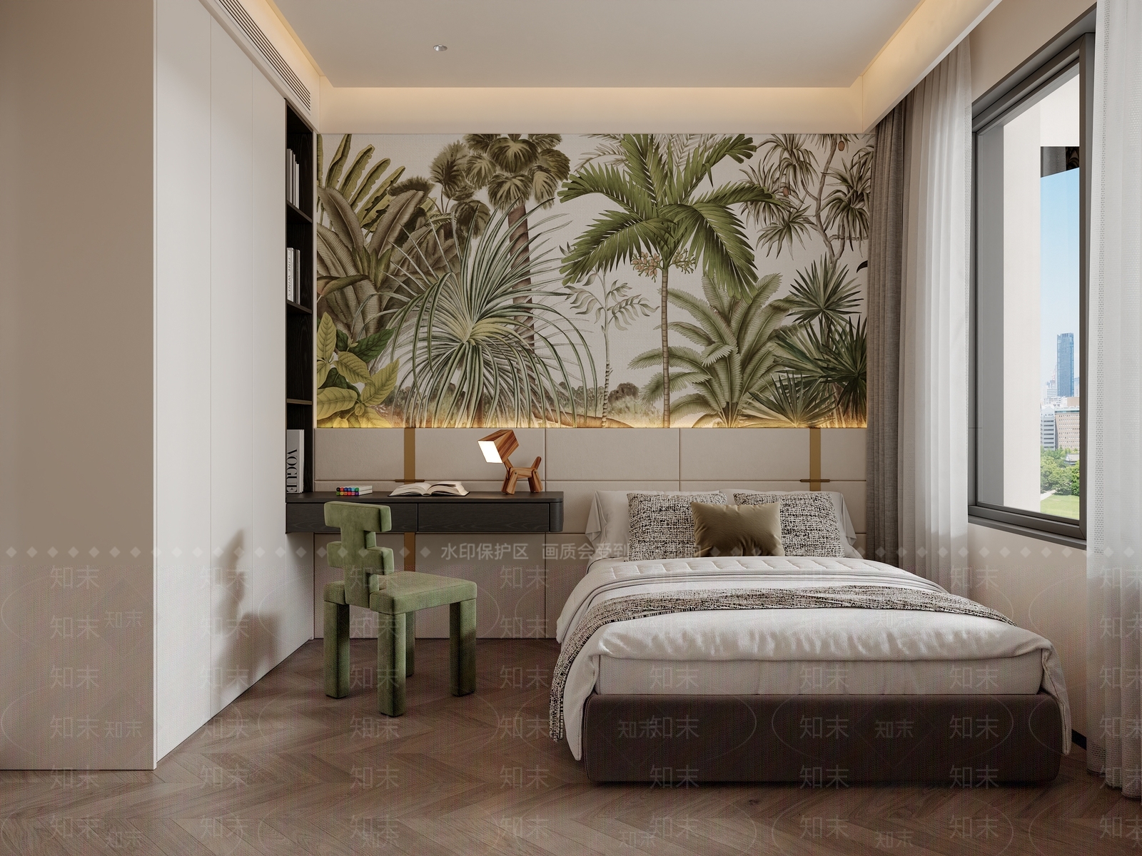 现代奶油家居卧室3D模型下载【ID:1202433844】