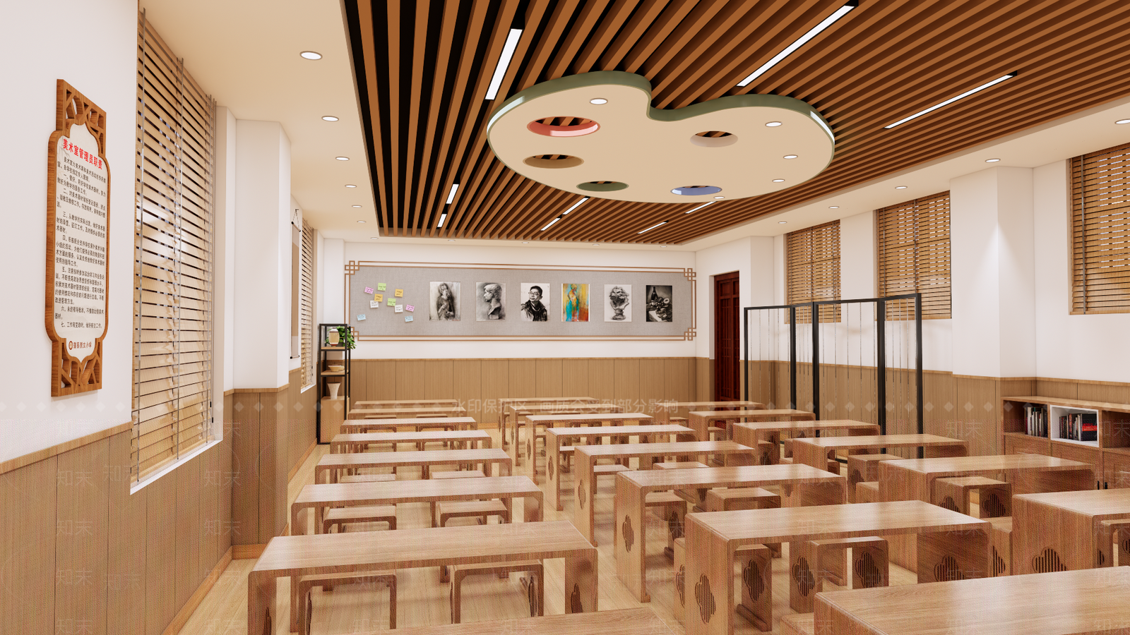 新中式中式教室SU模型下载【ID:1202433984】